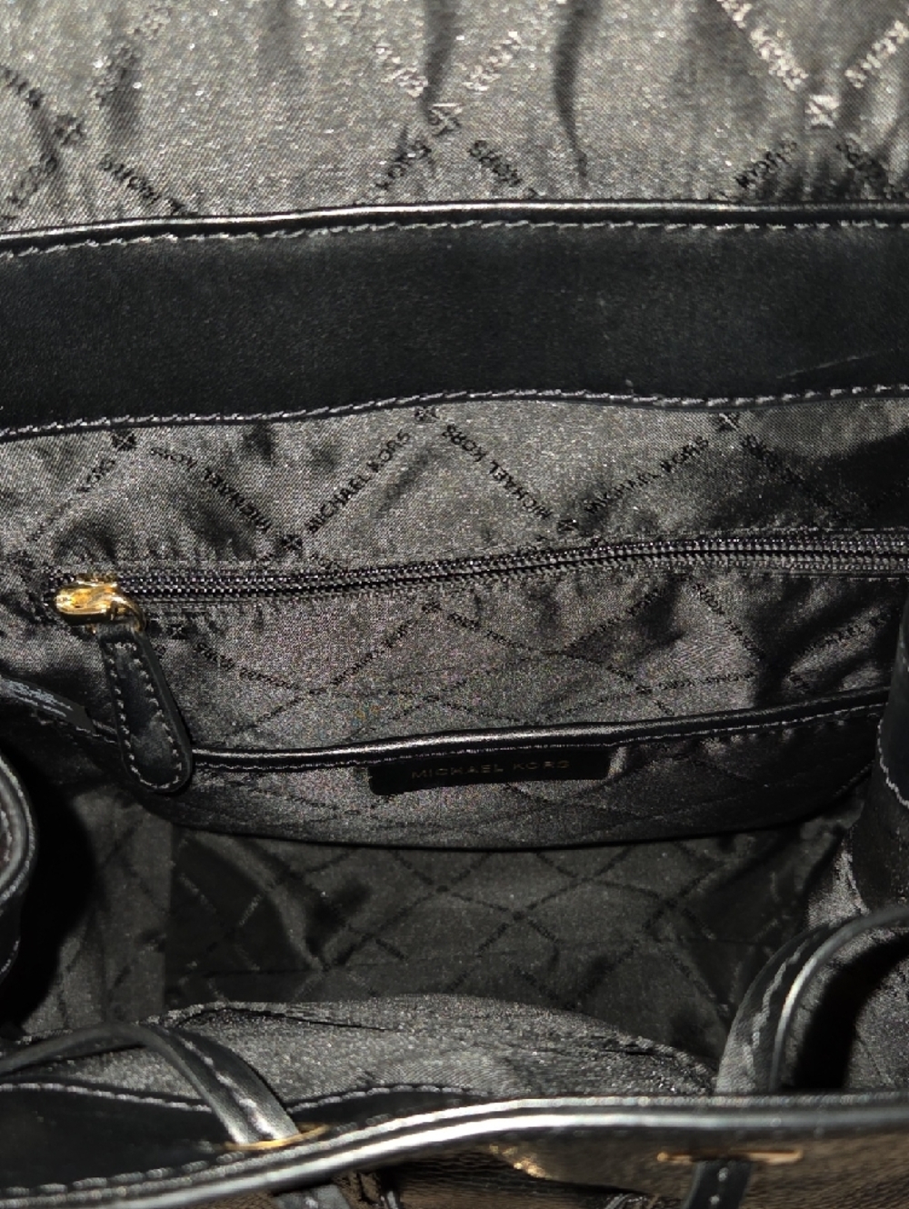 Michael Kors Black Pebbled Leather Mini Backpack with Gold Accents - Picture 6 of 6